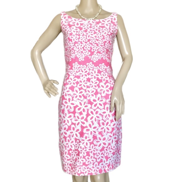 Taylor Dresses & Skirts - Taylor Pink Floral Print Midi Sheath Dress Size 6 Cottagecore Barbiecore